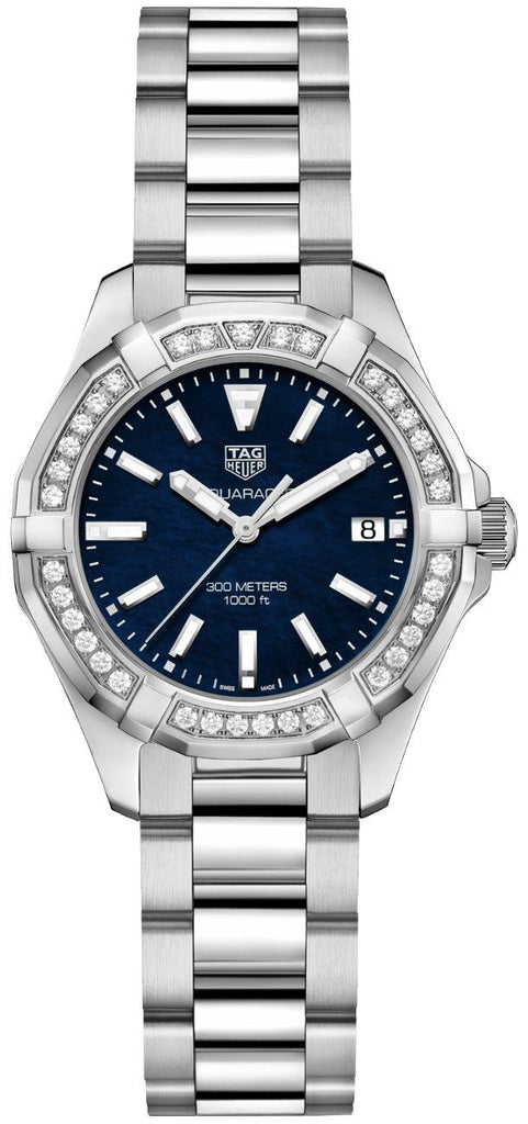  Shop Authentic Tag Heuer Aquaracer Quartz Diamonds Blue Dial Silver Steel Strap Watch for Women - WAY131N.BA0748 - Luxxuri