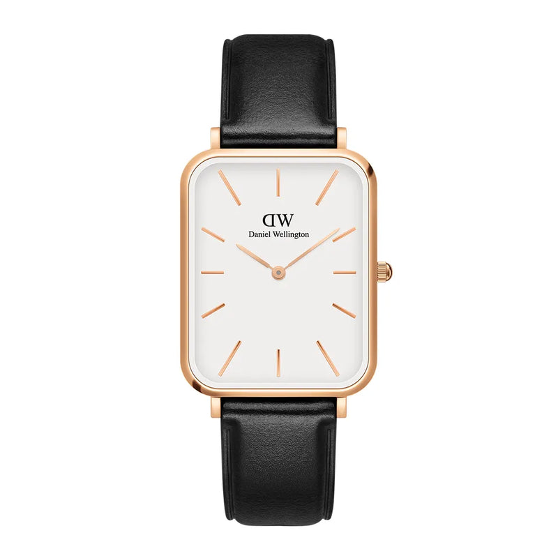  Shop Authentic Daniel Wellington Quadro White Dial Black Leather Strap Watch For Women - DW00100450 - Luxxuri