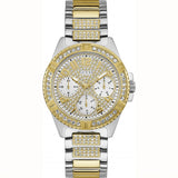  Shop Authentic Guess Frontier Chronograph Crystals Gold Dial Two Tone Steel Strap Watch For Women - W1156L5 - Luxxuri