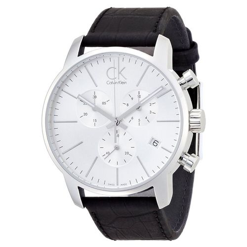 Shop Authentic Calvin Klein City Chronograph Silver Dial Black Leather Strap Watch for Men - K2G271C6 - Luxxuri