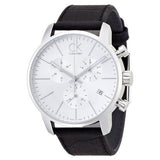  Shop Authentic Calvin Klein City Chronograph Silver Dial Black Leather Strap Watch for Men - K2G271C6 - Luxxuri