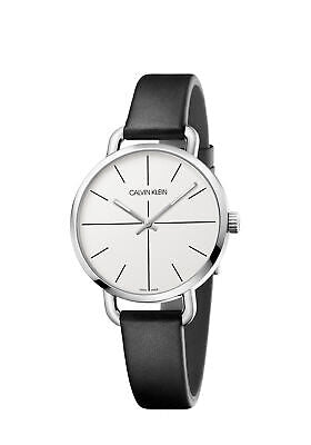  Shop Authentic Calvin Klein Evan White Dial Black Leather Strap Watch for Women - K7B231CY - Luxxuri