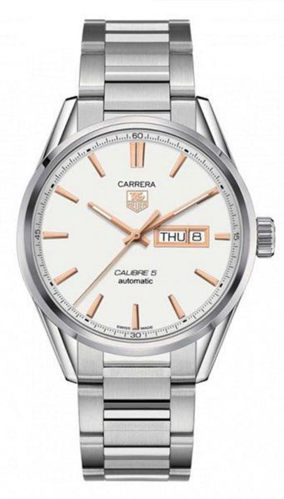  Shop Authentic Tag Heuer Carrera Calibre 5 White Dial Silver Steel Strap Watch for Men - WAR201D.BA0723 - Luxxuri