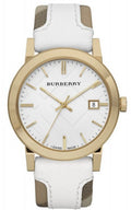 Burberry The City White Dial White Leather Strap Watch for Women - BU9110