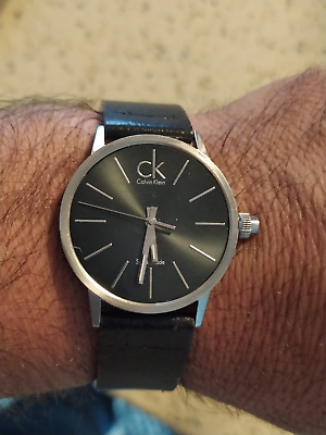  Shop Authentic Calvin Klein Minimal Black Dial Black Leather Strap Watch for Men - K7621107 - Luxxuri