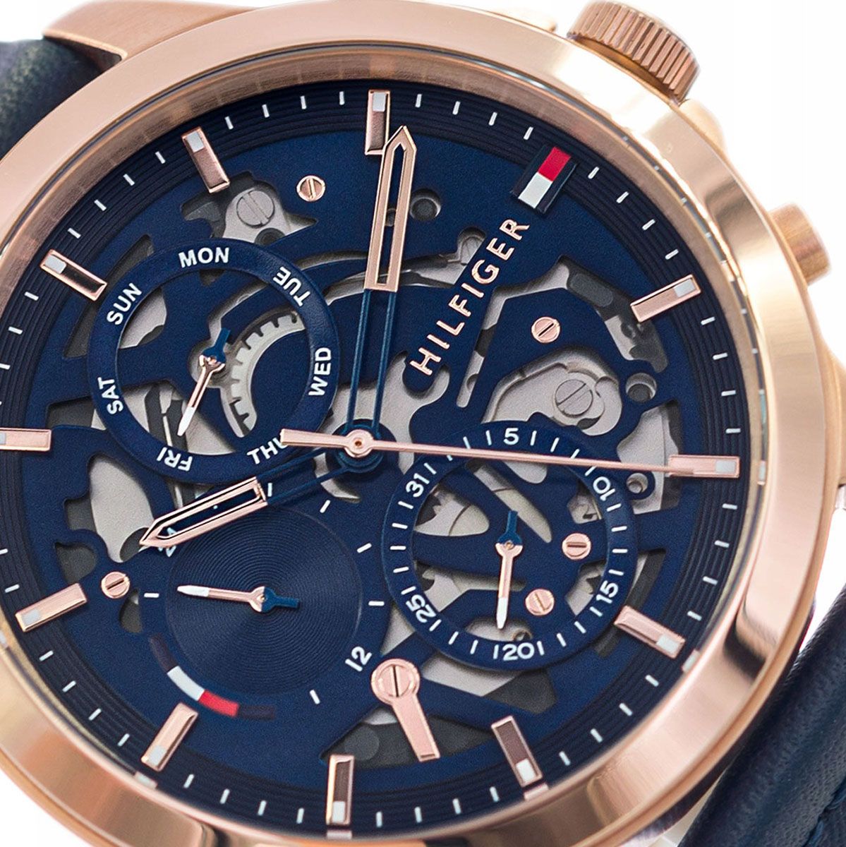  Shop Authentic Tommy Hilfiger Henry Chronograph Quartz Blue Dial Blue Leather Strap Watch For Men - 1710475 - Luxxuri