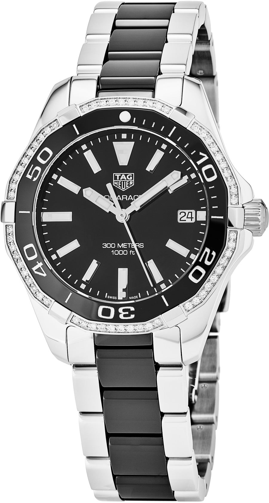  Shop Authentic Tag Heuer Aquaracer Quartz Diamonds Black Dial Two Tone Steel Strap Watch for Women - WAY131G.BA0913 - Luxxuri