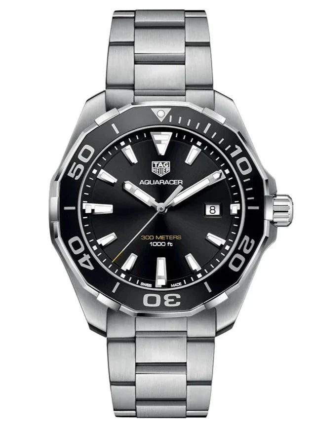  Shop Authentic Tag Heuer Aquaracer Quartz Black Dial Silver Steel Strap Watch for Men - WAY101A.BA0746 - Luxxuri