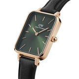  Shop Authentic Daniel Wellington Quadro Pressed Melrose Emerald Green Dial Black Leather Strap Watch For Women - DW00100446 - Luxxuri