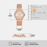  Shop Authentic Michael Kors Lennox Three Hand Rose Gold Dial Rose Gold Mesh Strap Watch For Women - MK7336 - Luxxuri