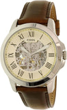  Shop Authentic Fossil Grant Automatic Beige Skeleton Dial Brown Leather Strap Watch for Men - ME3099 - Luxxuri