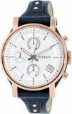  Shop Authentic Fossil Original Boyfriend Chronograph White Dial Navy Blue Leather Strap Watch for Women - ES3838 - Luxxuri