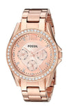  Shop Authentic Fossil Riley Multifunction Rose Gold Dial Rose Gold Steel Strap Watch for Women - ES2811 - Luxxuri