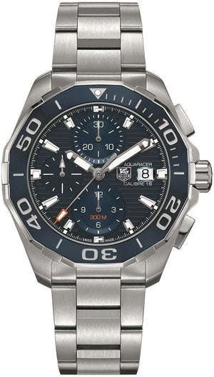  Shop Authentic Tag Heuer Aquaracer Calibre 16 43mm Blue Dial Silver Steel Strap Watch for Men - CAY211B.BA0927 - Luxxuri