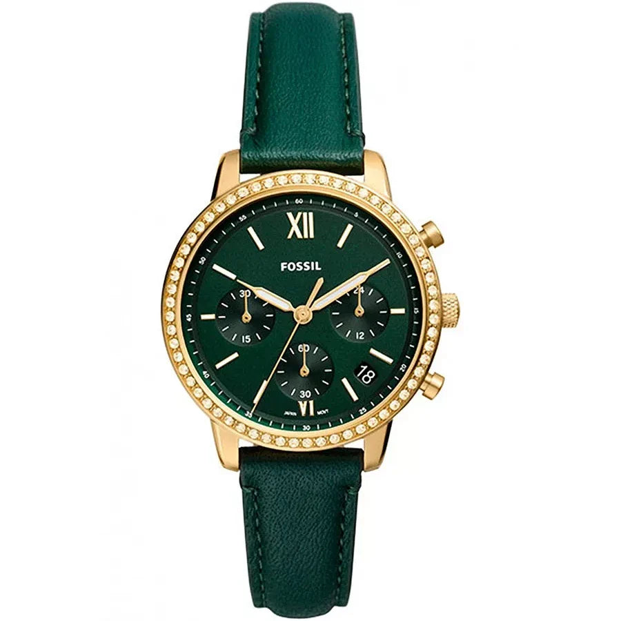  Shop Authentic Fossil Neutra Chronograph Green Dial Green Leather Strap Watch for Women - ES5239 - Luxxuri