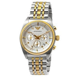  Shop Authentic Emporio Armani Classic Chronograph White Dial Two Tone Steel Strap Watch For Men - AR0396 - Luxxuri