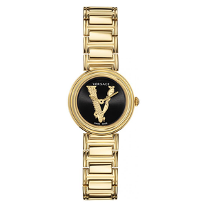  Shop Authentic Versace V Virtus Quartz Black Dial Gold Steel Strap Watch For Women - VET300121 - Luxxuri