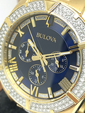  Shop Authentic Bulova Crystal Collection Blue Dial Gold Steel Strap Watch for Men - 98C128 - Luxxuri