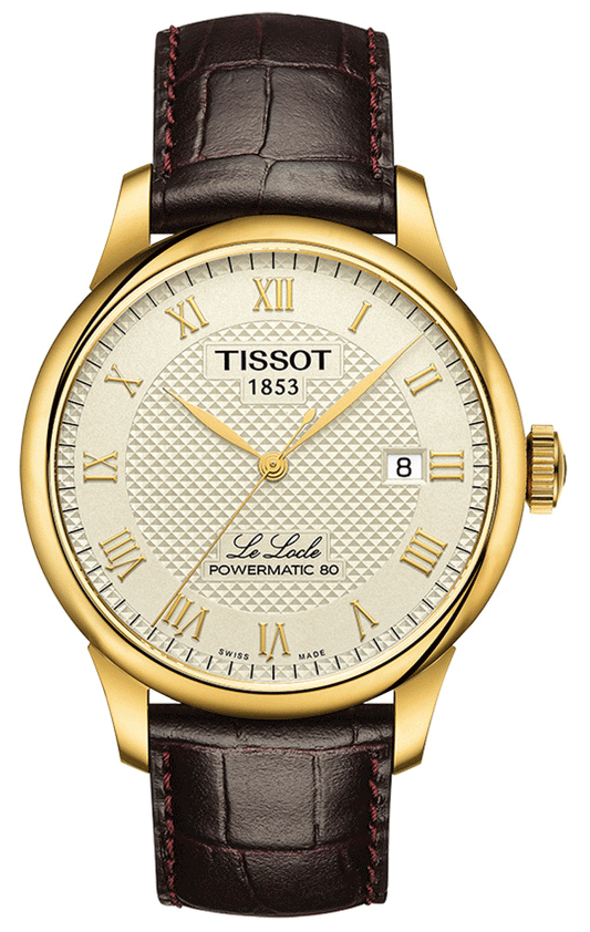  Shop Authentic Tissot Le Locle Powermatic 80 Gold Dial Brown Leather Strap Watch For Men - T006.407.36.263.00 - Luxxuri