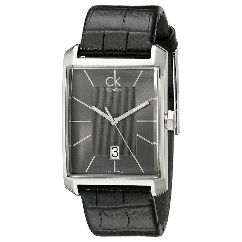  Shop Authentic Calvin Klein Window Black Dial Black Leather Strap Watch for Men - K2M21107 - Luxxuri