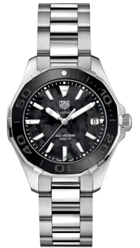  Shop Authentic Tag Heuer Aquaracer Quartz Black Dial Silver Steel Strap Watch for Women - WAY131K.BA0748 - Luxxuri
