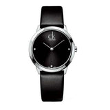  Shop Authentic Calvin Klein Minimal Black Dial Black Leather Strap Watch for Men - K3M221CS - Luxxuri
