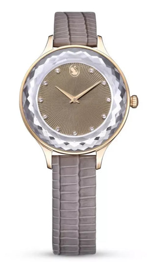  Shop Authentic Swarovski Octea Nova Beige Dial Grey Leather Strap Watch for Women - 5649999 - Luxxuri