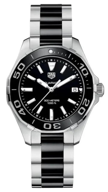  Shop Authentic Tag Heuer Aquaracer Quartz Black Dial Two Tone Steel Strap Watch for Men - WAY131A.BA0913 - Luxxuri