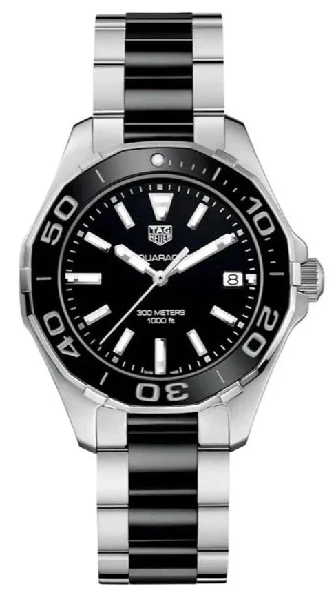  Shop Authentic Tag Heuer Aquaracer Quartz Black Dial Two Tone Steel Strap Watch for Men - WAY131A.BA0913 - Luxxuri