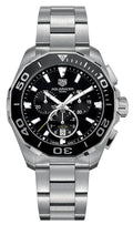  Shop Authentic Tag Heuer Aquaracer Quartz Chronograph Black Dial Silver Steel Strap Watch for Men - CAY111A.BA0927 - Luxxuri