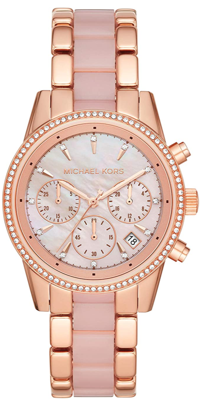  Shop Authentic Michael Kors Ritz Chronograph Mother of Pearl White Dial Two Tone Steel Strap Watch For Women - MK6769 - Luxxuri