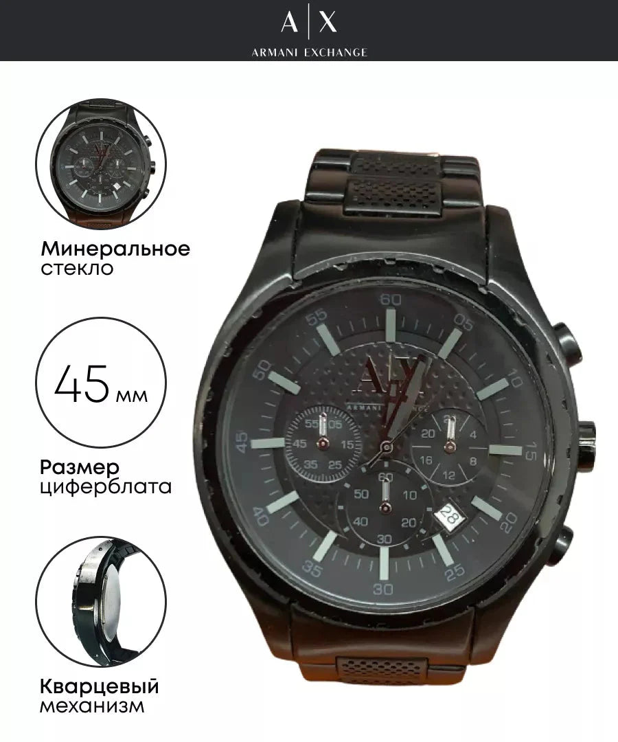  Shop Authentic Armani Exchange Chronograph Black Dial Black Steel Strap Watch for Men - AX1058 - Luxxuri