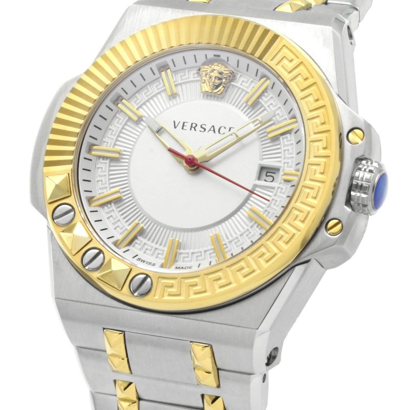  Shop Authentic Versace Chain Reaction Quartz White Dial Two Tone Steel Strap Watch for Men - VEDY00519 - Luxxuri