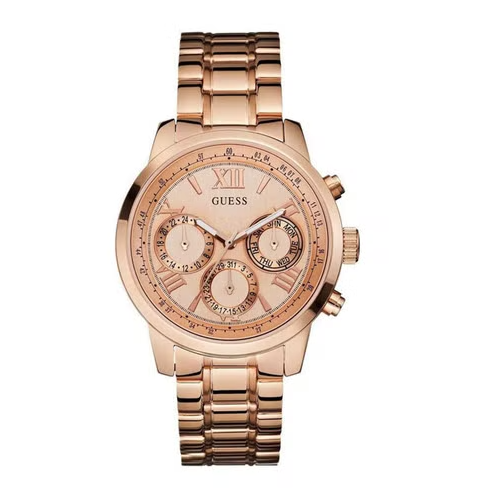  Shop Authentic Guess Sunrise Quartz Rose Gold Dial Rose Gold Steel Strap Watch For Women - W0330L2 - Luxxuri