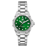  Shop Authentic Tag Heuer Aquaracer Diamonds Emerald Green Dial Silver Steel Strap Watch for Women - WBD1316.BA0740 - Luxxuri