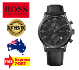  Shop Authentic Hugo Boss Blackout Chronograph Black Dial Black Leather Strap Watch For Men - HB1512567 - Luxxuri