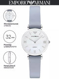  Shop Authentic Emporio Armani Gianni T-Bar Mother Of Pearl White Dial Grey Leather Strap Watch For Women - AR11039 - Luxxuri