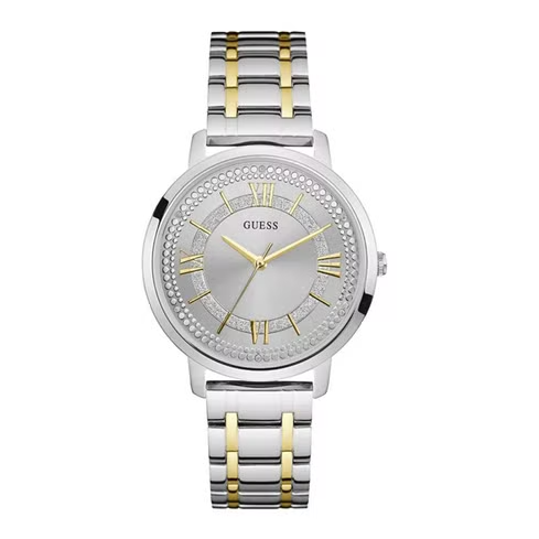  Shop Authentic Guess Montauk Silver Dial Two Tone Steel Strap Watch for Women - W0933L5 - Luxxuri