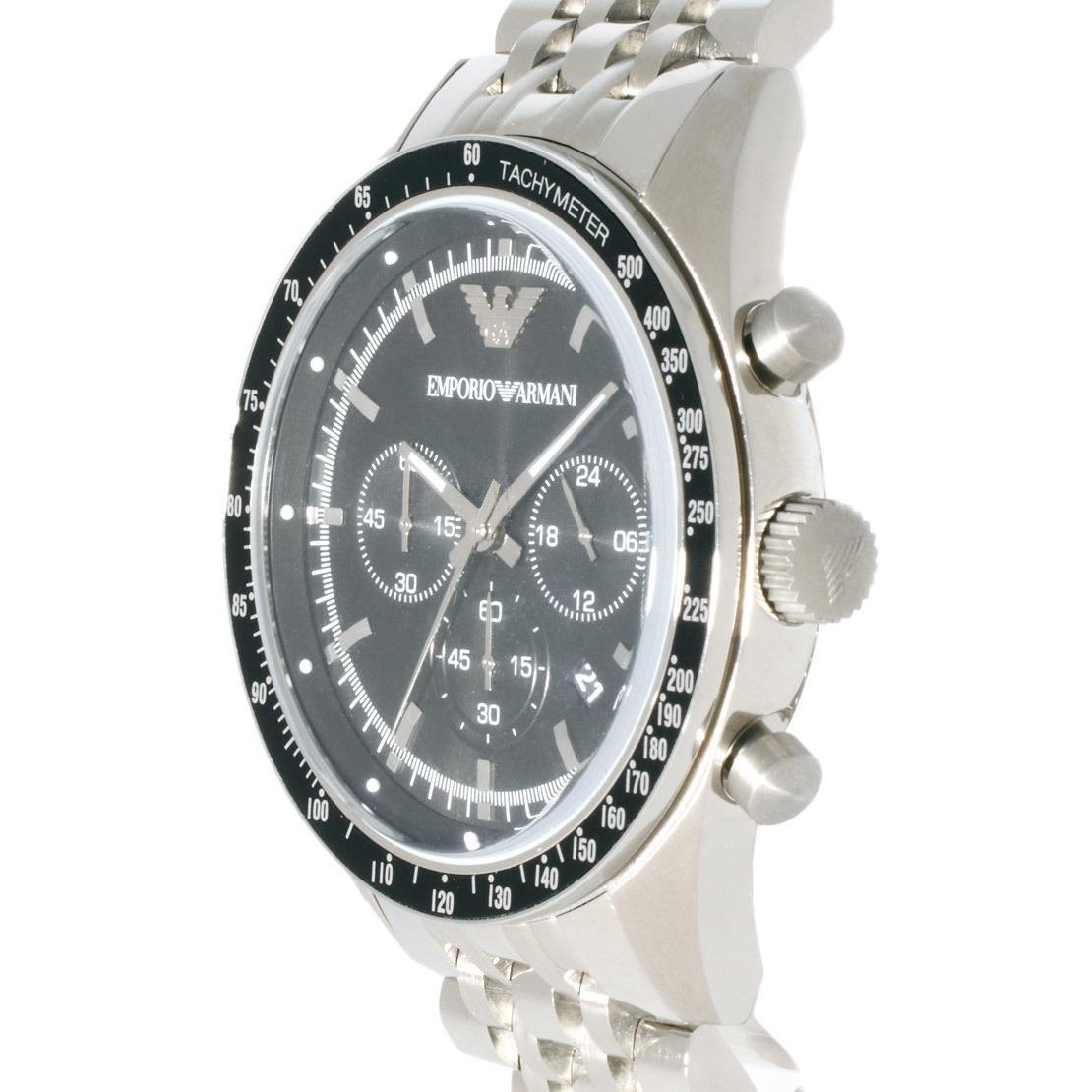  Shop Authentic Emporio Armani Tazio Chronograph Black Dial Silver Steel Strap Watch For Men - AR5988 - Luxxuri