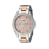  Shop Authentic Fossil Riley Multifunction Rose Gold Dial Two Tone Steel Strap Watch for Women - ES4145 - Luxxuri