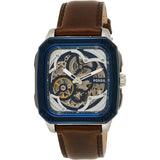  Shop Authentic Fossil Inscription Automatic Skeleton Blue Dial Brown Leather Strap Watch for Men - BQ2571 - Luxxuri