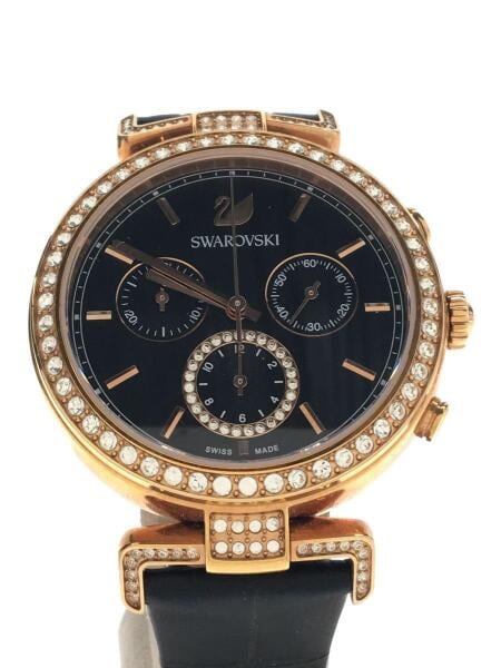  Shop Authentic Swarovski Era Journey Chronograph Black Dial Black Leather Strap Watch for Women - 5295320 - Luxxuri
