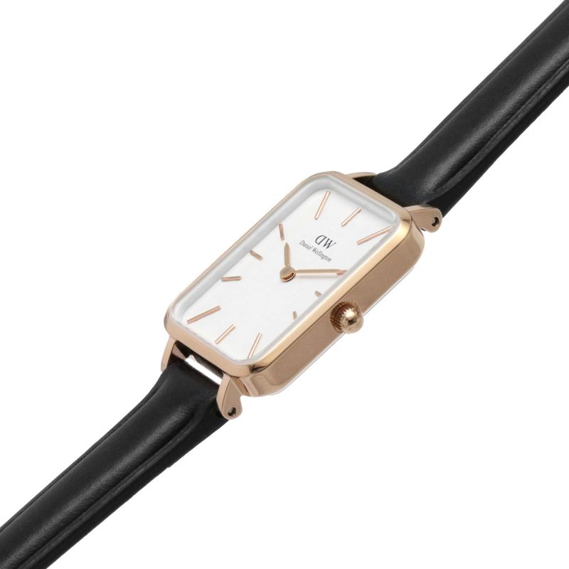  Shop Authentic Daniel Wellington Quadro White Dial Black Leather Strap Watch For Women - DW00100434 - Luxxuri