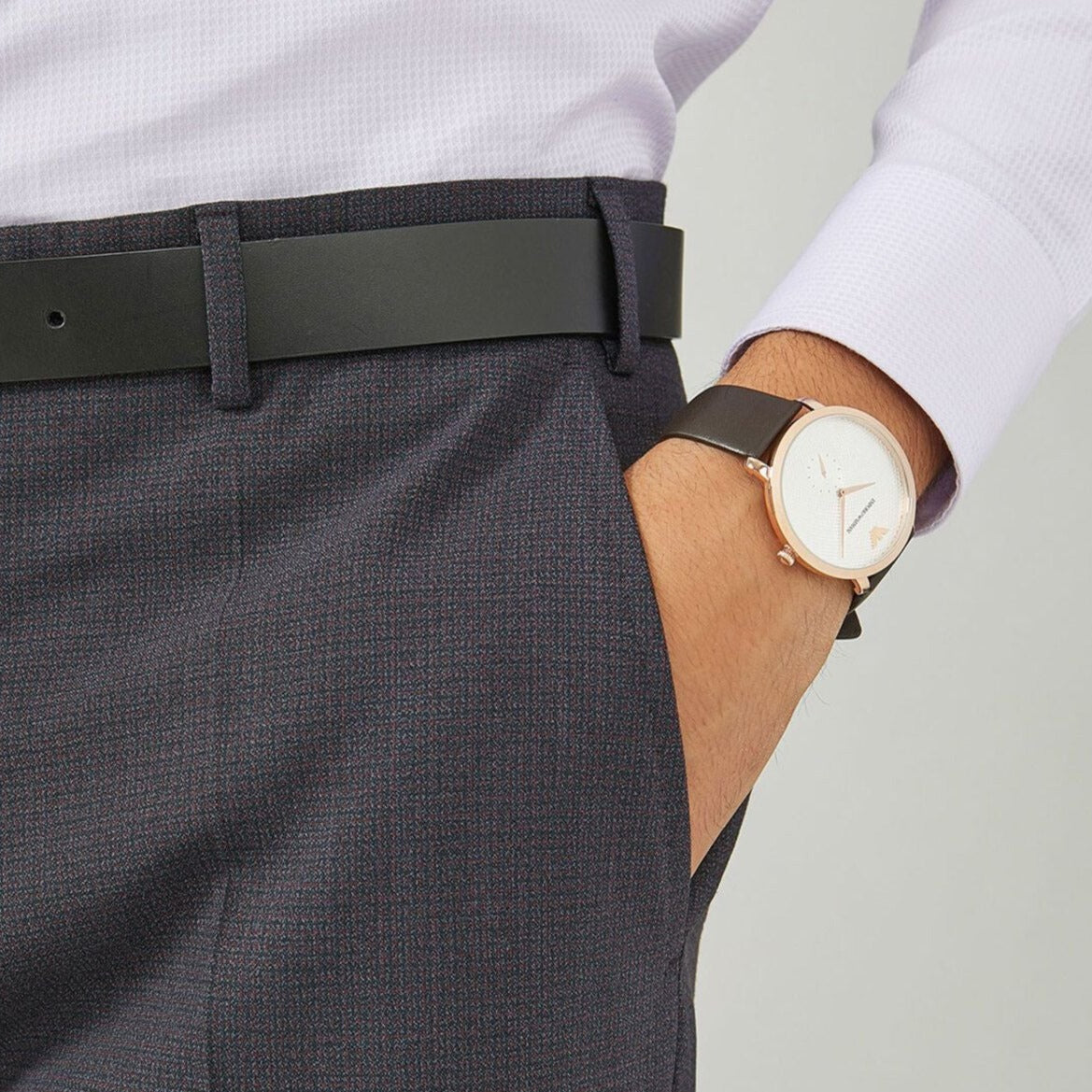  Shop Authentic Emporio Armani Modern Slim Analog Silver Dial Brown Leather Strap Watch For Men - AR11163 - Luxxuri