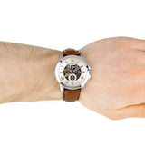  Shop Authentic Fossil Grant Automatic White Dial Brown Leather Strap Watch for Men - ME3052 - Luxxuri