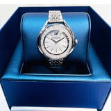  Shop Authentic Swarovski Crystalline Aura Silver Dial Silver Steel Strap Watch for Women - 5519462 - Luxxuri