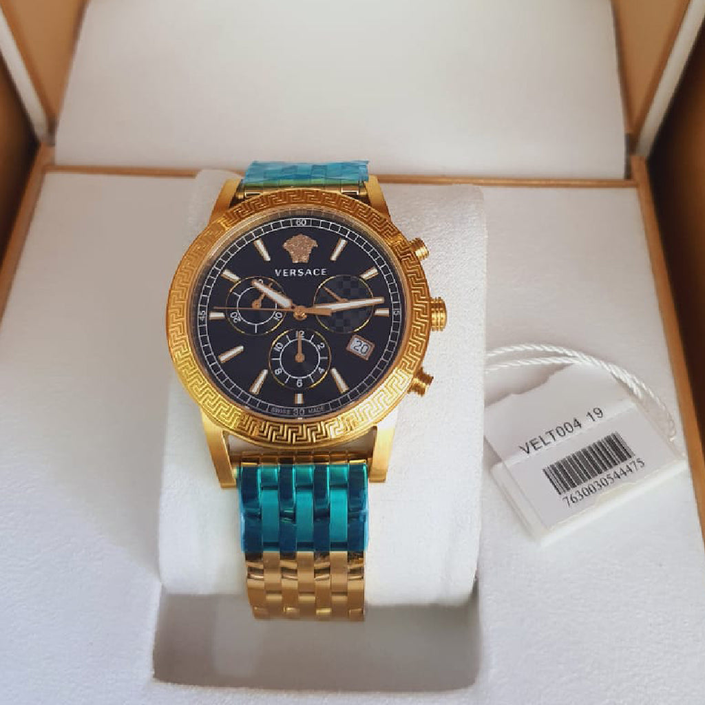  Shop Authentic Versace Sport Tech Chronograph Black Dial Gold Steel Strap Watch for Men - VELT00419 - Luxxuri