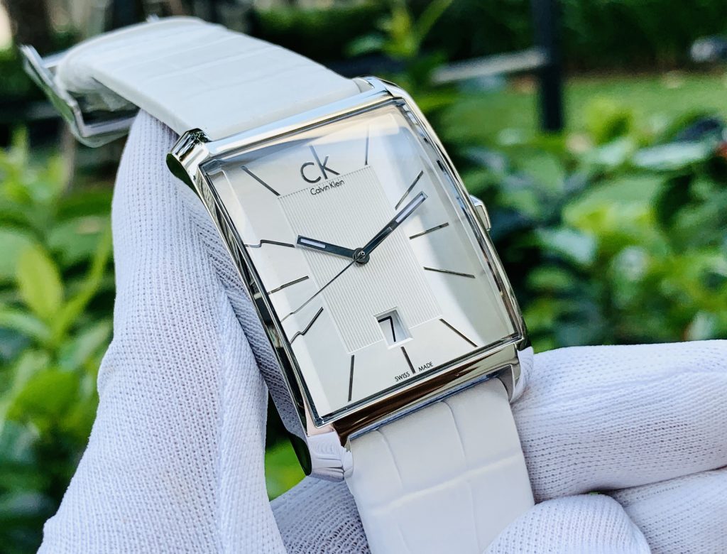  Shop Authentic Calvin Klein Window White Dial White Leather Strap Watch for Men - K2M21120 - Luxxuri