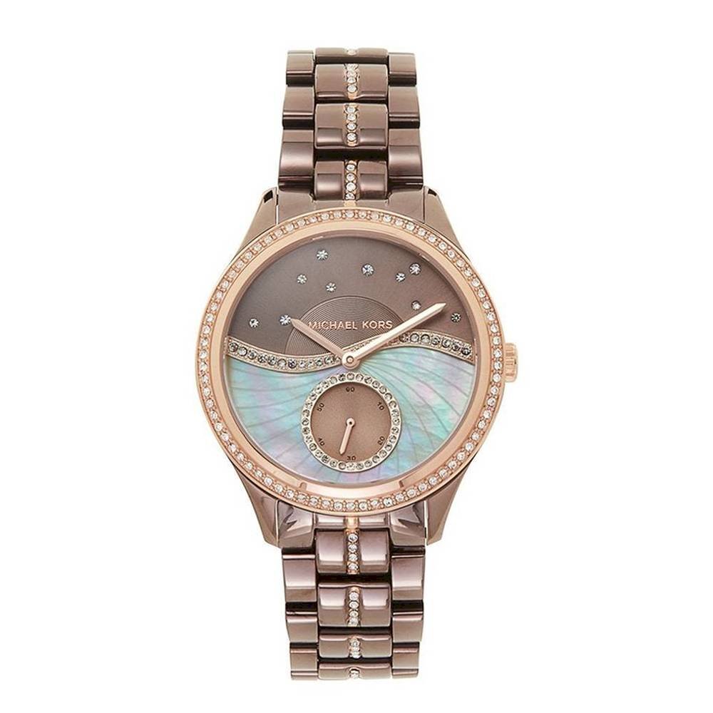  Shop Authentic Michael Kors Lauryn Rose Gold Dial Brown Steel Strap Watch for Women - MK3757 - Luxxuri