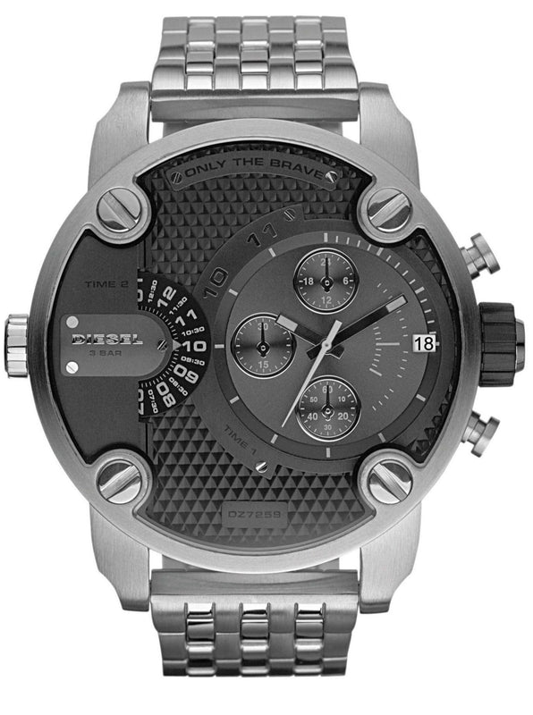  Shop Authentic Diesel Little Daddy Chronograph Black Dial Silver Steel Strap Watch For Men - DZ7259 - Luxxuri